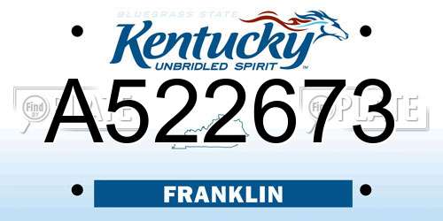 A522673 Kentucky License Plate