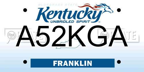 A52KGA Kentucky License Plate