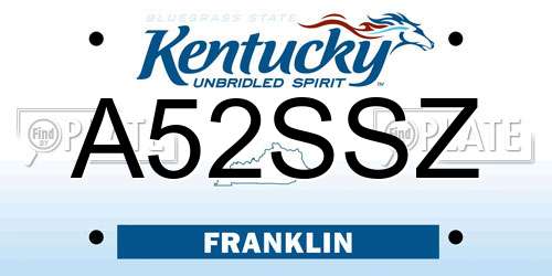 A52SSZ Kentucky License Plate