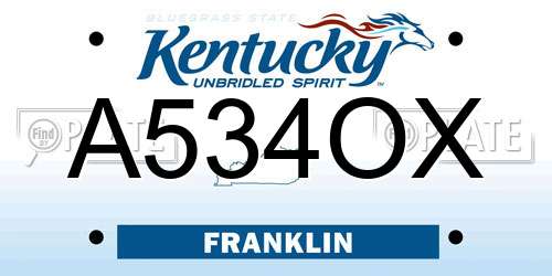 A534OX Kentucky License Plate