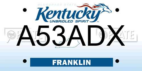 A53ADX Kentucky License Plate