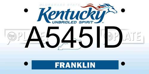 A545ID Kentucky License Plate