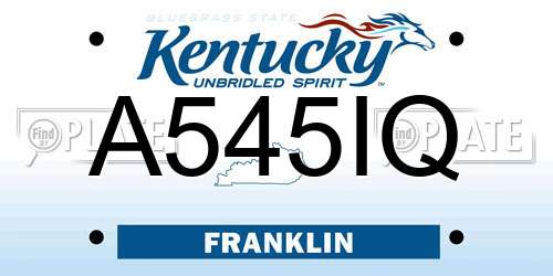 A545IQ Kentucky License Plate