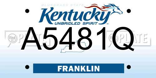 A5481Q Kentucky License Plate