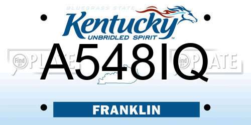 A548IQ Kentucky License Plate