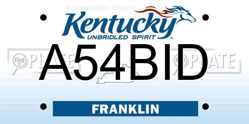 A54BID Kentucky License Plate
