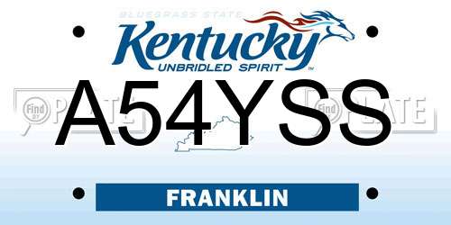 A54YSS Kentucky License Plate