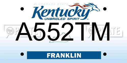 A552TM Kentucky License Plate