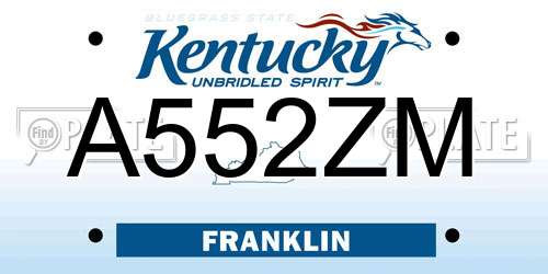 A552ZM Kentucky License Plate