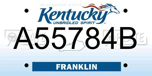 A55784B Kentucky License Plate