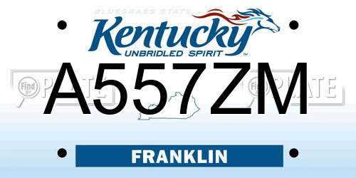 A557ZM Kentucky License Plate