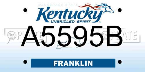 A5595B Kentucky License Plate