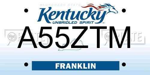 A55ZTM Kentucky License Plate