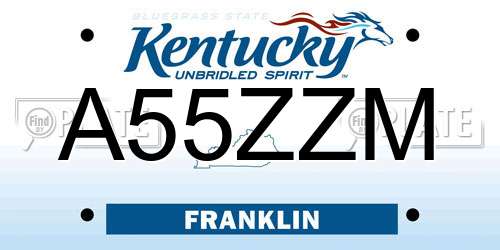 A55ZZM Kentucky License Plate