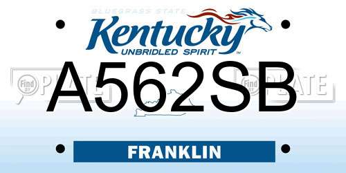 A562SB Kentucky License Plate