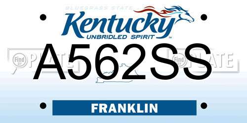 A562SS Kentucky License Plate