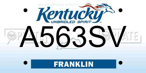 A563SV Kentucky License Plate
