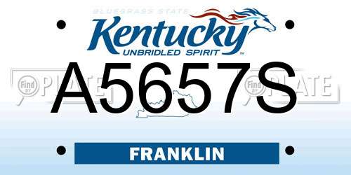 A5657S Kentucky License Plate