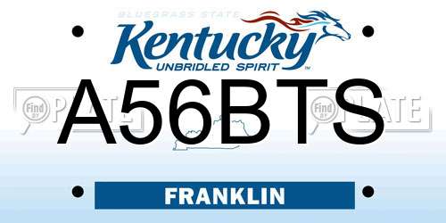 A56BTS Kentucky License Plate