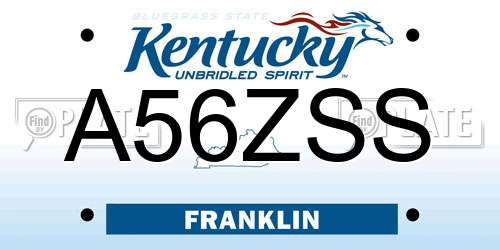 A56ZSS Kentucky License Plate