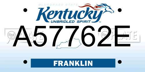 A57762E Kentucky License Plate