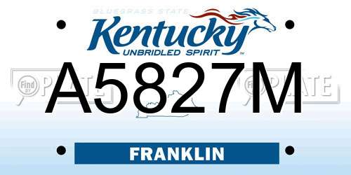 A5827M Kentucky License Plate