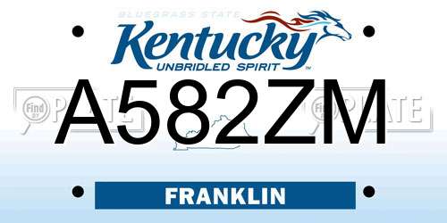 A582ZM Kentucky License Plate