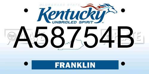 A58754B Kentucky License Plate