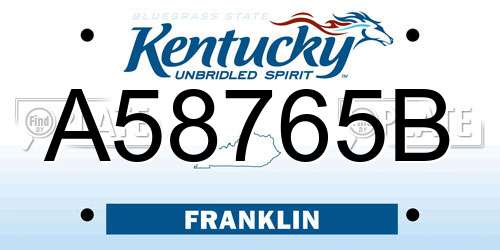 A58765B Kentucky License Plate