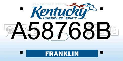 A58768B Kentucky License Plate