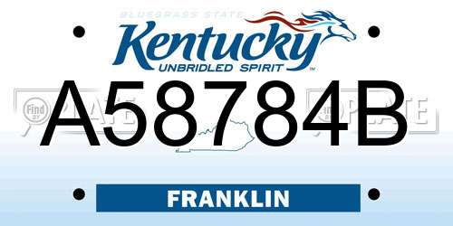 A58784B Kentucky License Plate