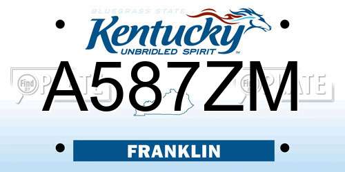 A587ZM Kentucky License Plate