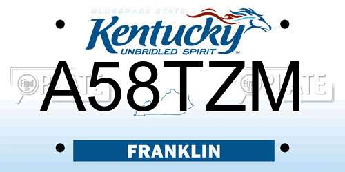 A58TZM Kentucky License Plate