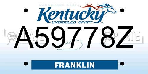 A59778Z Kentucky License Plate