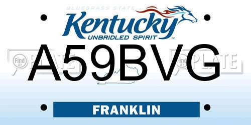A59BVG Kentucky License Plate