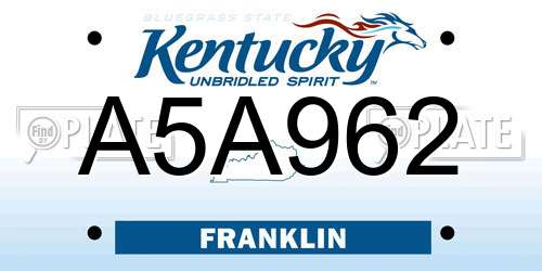 A5A962 Kentucky License Plate