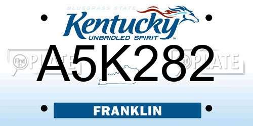 A5K282 Kentucky License Plate