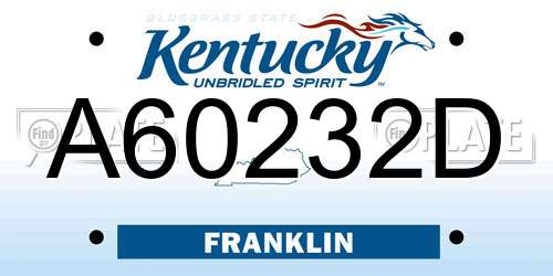 A60232D Kentucky License Plate