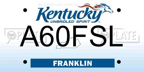 A60FSL Kentucky License Plate