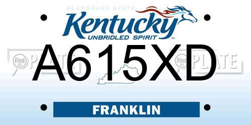 A615XD Kentucky License Plate