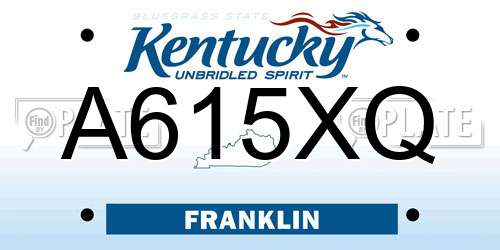 A615XQ Kentucky License Plate