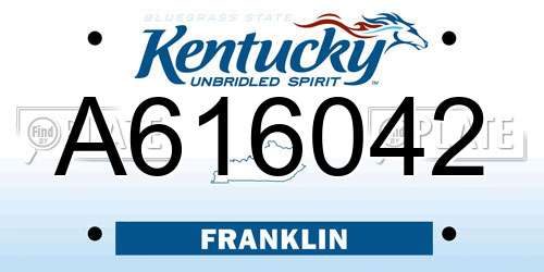 A616042 Kentucky License Plate