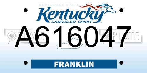 A616047 Kentucky License Plate