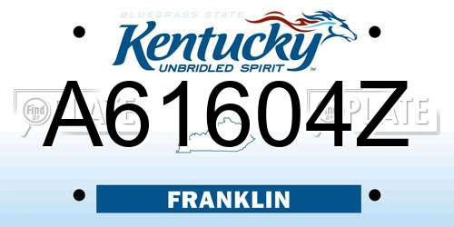 A61604Z Kentucky License Plate