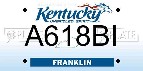 A618BI Kentucky License Plate
