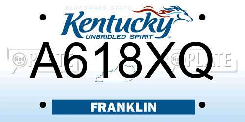 A618XQ Kentucky License Plate