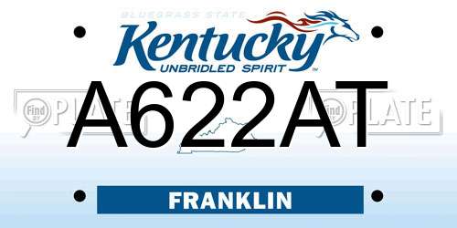 A622AT Kentucky License Plate