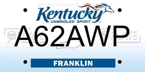 A62AWP Kentucky License Plate