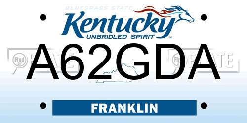A62GDA Kentucky License Plate