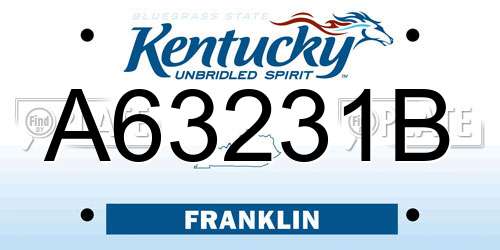 A63231B Kentucky License Plate